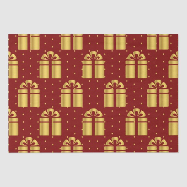 Elegant Red And Gold  Tissue Paper (Front)