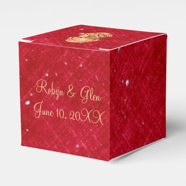 Elegant Red and Gold Vintage Cameo Favour Box (Front Side)