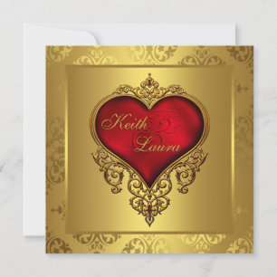 Elegant Red and Gold Wedding Invitation