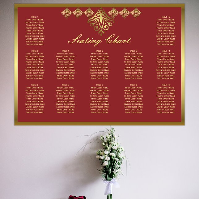 Elegant Red and Gold Wedding Seating Chart (Creator Uploaded)