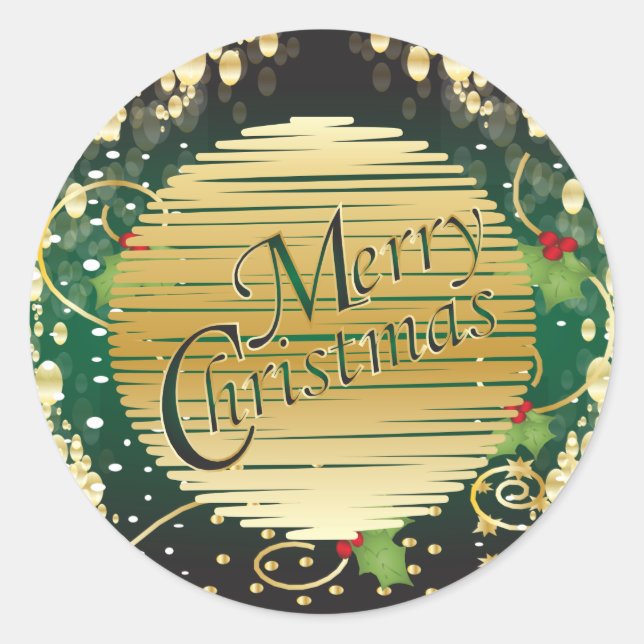 Elegant Red and Green Christmas Classic Round Sticker (Front)