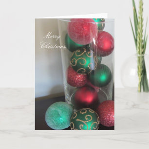 Elegant Red and Green Christmas Decorations Holiday Card