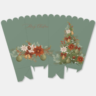 Elegant Red and green Floral Christmas Favour Box