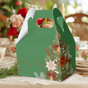 Elegant Red and green Floral Christmas Favour Box