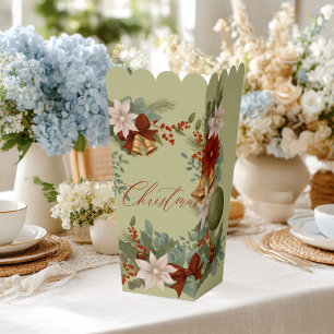 Elegant Red and green Floral Christmas Favour Box