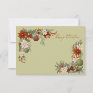 Elegant Red and green Floral Christmas Invitation