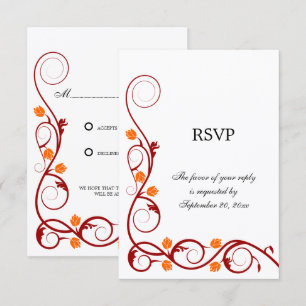 Elegant Red and Orange Swirls RSVP Card