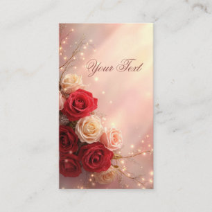 Elegant Red and Pink Fantasy Wedding Roses Business Card
