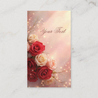 Elegant Red and Pink Fantasy Wedding Roses Business Card