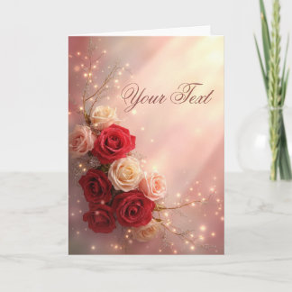 Elegant Red and Pink Fantasy Wedding Roses Card