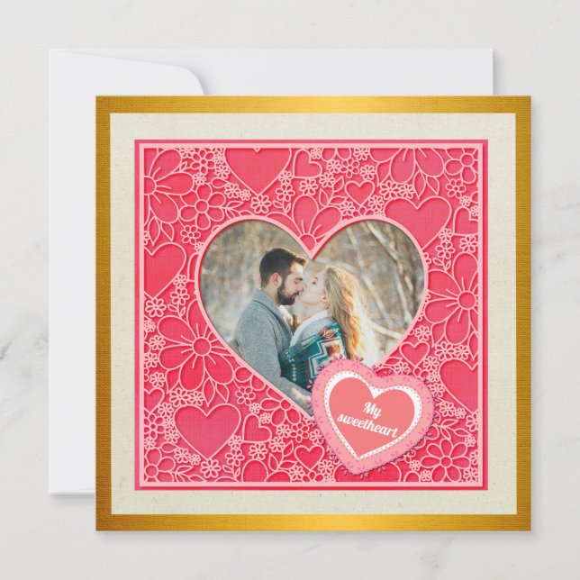 Elegant Red and Pink Floral Hearts Valentine's Day (Front)