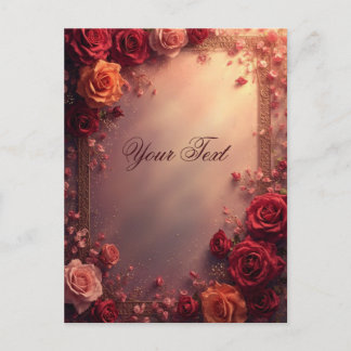 Elegant Red and Pink Wedding Roses Postcard