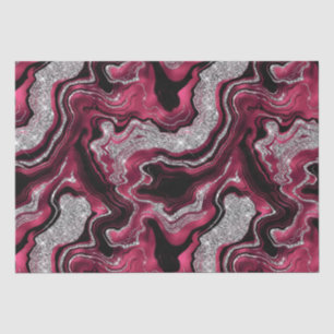 Elegant Red and Silver Glitter Agate Birthday Tissue Paper