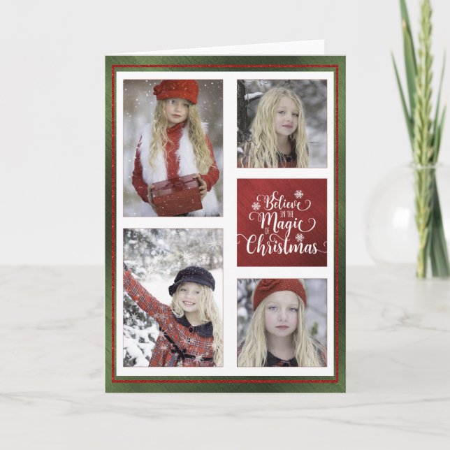 Elegant Red and White Christmas Photo Card. Holiday Card (Front)