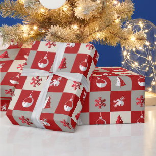 Elegant red and white merry Christmas Wrapping Paper