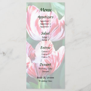 Elegant Red and White Tulips Wedding Menu
