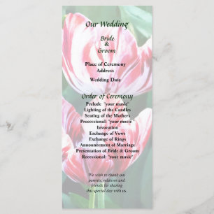Elegant Red and White Tulips Wedding Program Programme