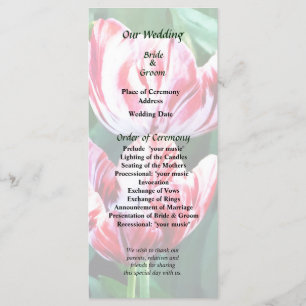Elegant Red and White Tulips Wedding Program Programme