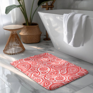 Elegant Red and white vintage paisley pattern Bath Mat