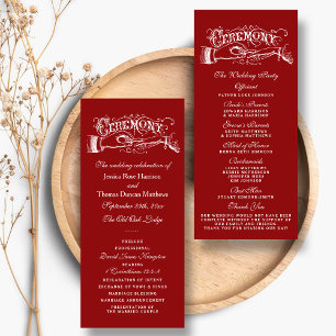Elegant Red And White Wedding Ceremony Programs Programme