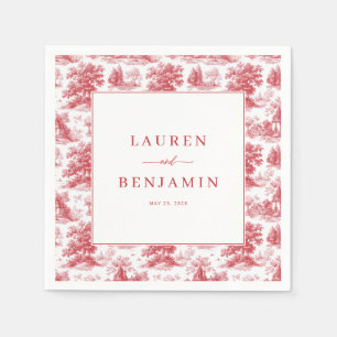 Elegant Red and White Wedding Invitation Napkin