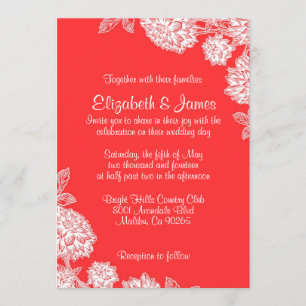 Elegant Red And White Wedding Invitations