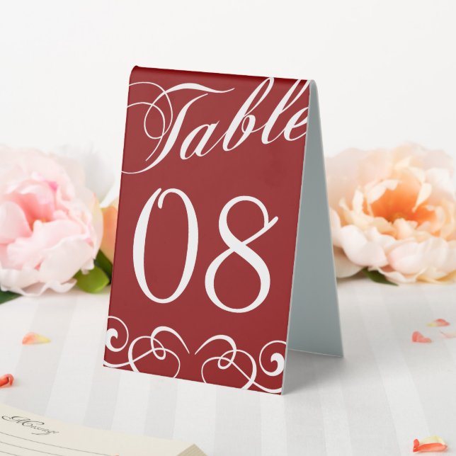 Elegant Red And White Wedding Table Number (In SItu (Wedding))