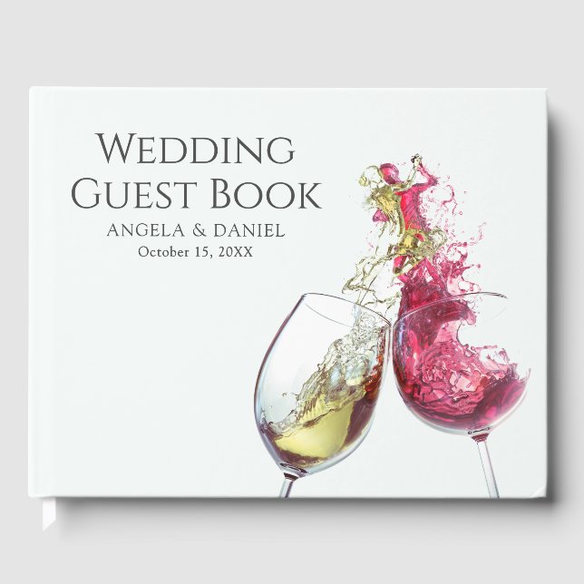 Elegant Red and White Wine Dance Guest Book (Front)