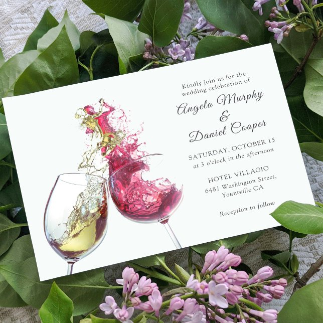 Elegant Red and White Wine Dance Wedding Invitation (Creator Uploaded)