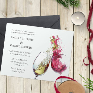 Elegant Red and White Wine Dance Wedding Invitation