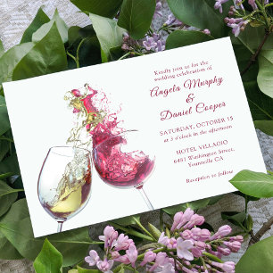 Elegant Red and White Wine Dance Wedding Invitation
