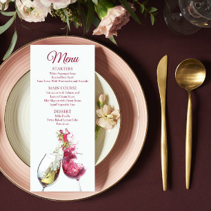 Elegant Red and White Wine Dance Wedding Menu