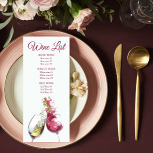 Elegant Red and White Wine Dance Wedding Menu