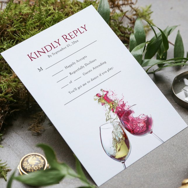 Elegant Red and White Wine Dance Wedding Song RSVP Card (Creator Uploaded)