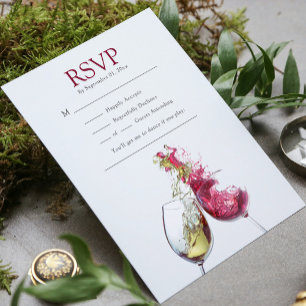 Elegant Red and White Wine Dance Wedding Song RSVP Card