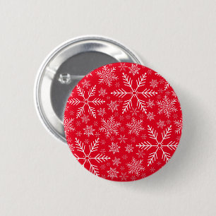 Elegant Red Aqua White Winter Snowflake 6 Cm Round Badge