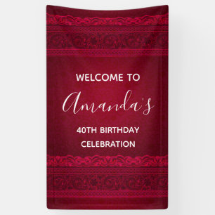 Elegant Red Background Stylish Birthday Welcome Banner