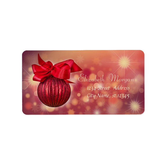 Elegant Red Ball Bow Holiday Label (Front)