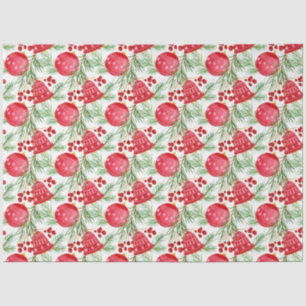 Elegant Red Bells Fir Bauble Christmas Tissue Paper
