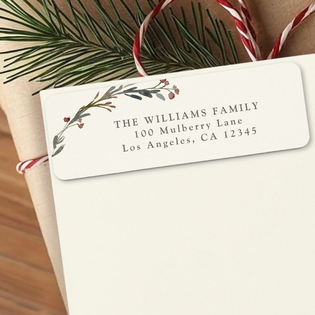 Elegant Red Berries Greenery Holiday Address (Creator Uploaded)