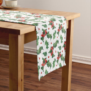 Elegant Red Berry Christmas Short Table Runner