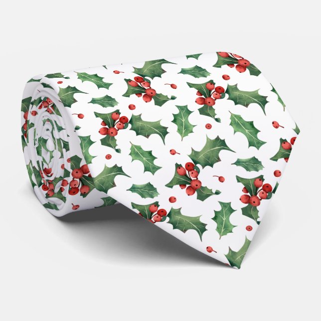 Elegant Red Berry pattern Tie (Rolled)