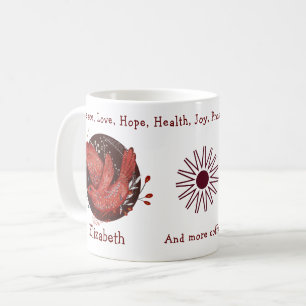 Elegant red bird and plants. Unique and funny Coffee Mug