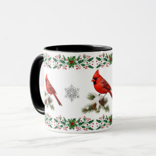Elegant red bird cardinal holiday Christmas Mug