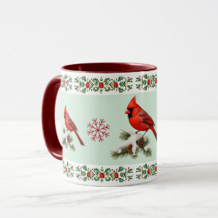 Elegant red bird cardinal holiday Christmas Mug