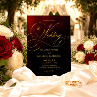 Elegant Red Black and Gold Calligraphy Wedding