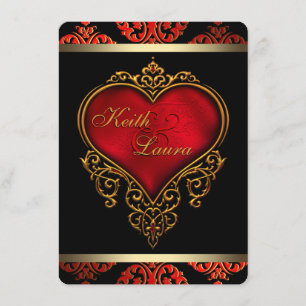 Elegant Red Black and Gold Wedding Invitation