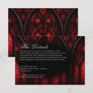 Elegant Red & Black Cathedral Gothic Wedding Enclosure Card