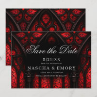 Elegant Red & Black Cathedral Gothic Wedding
