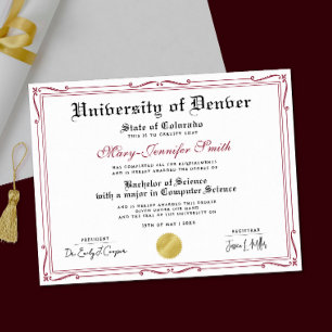 Elegant Red Black Degree Diploma Award Certificate Poster